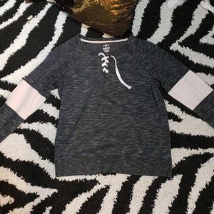 Juniors Lace-up Crew Sweater